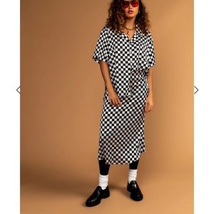 Dressed in Lala LALA ORIGINAL Take Risks Checkerboard Satin Matching Skirt Set